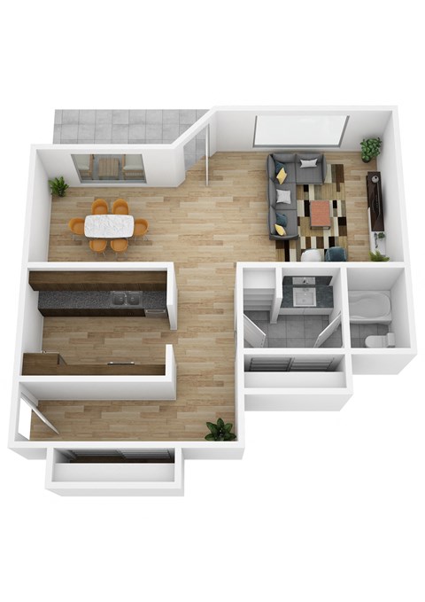 Floor plan for studio, 1 bath, 625 sqft
